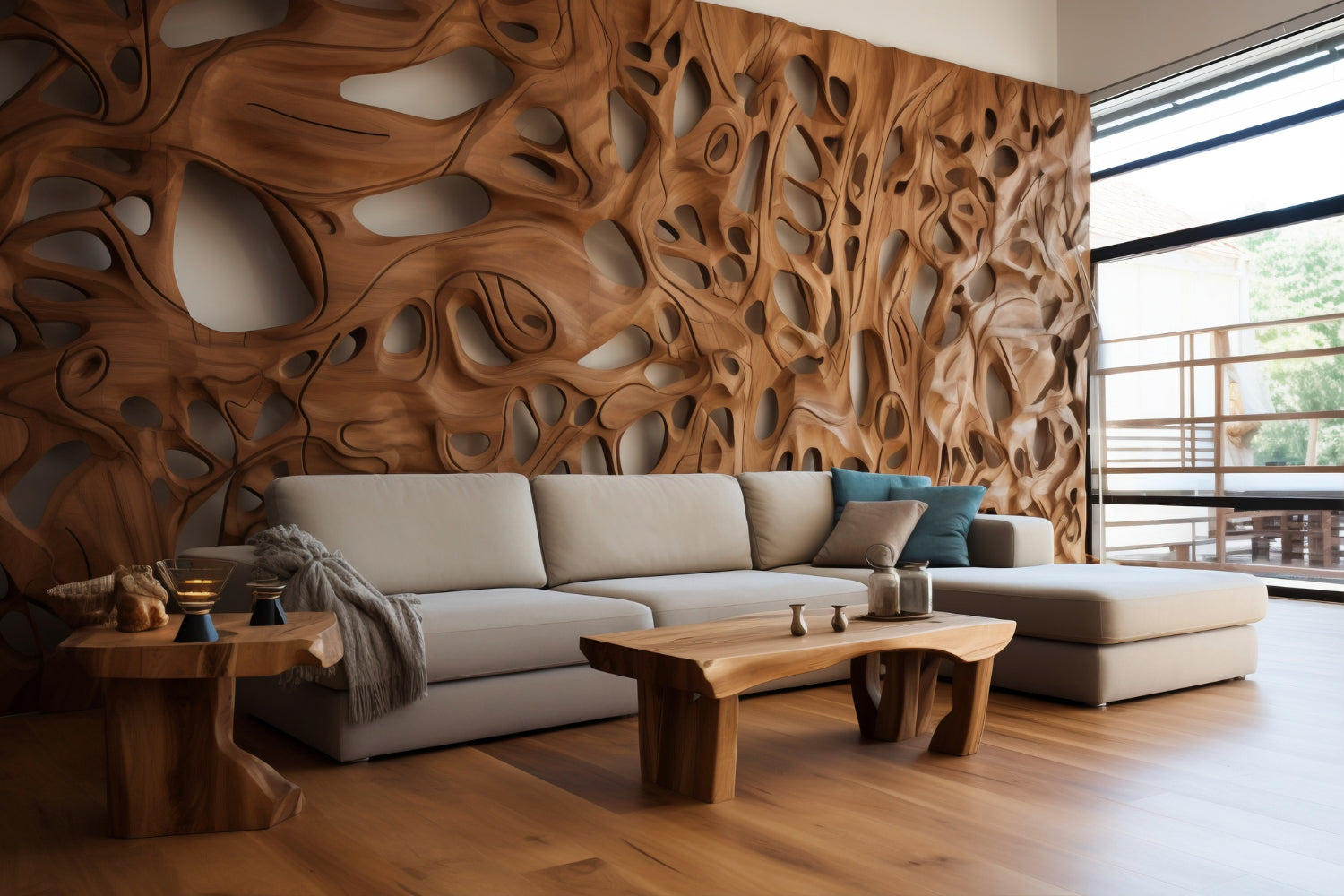 Applique murale bois / rotin / osier