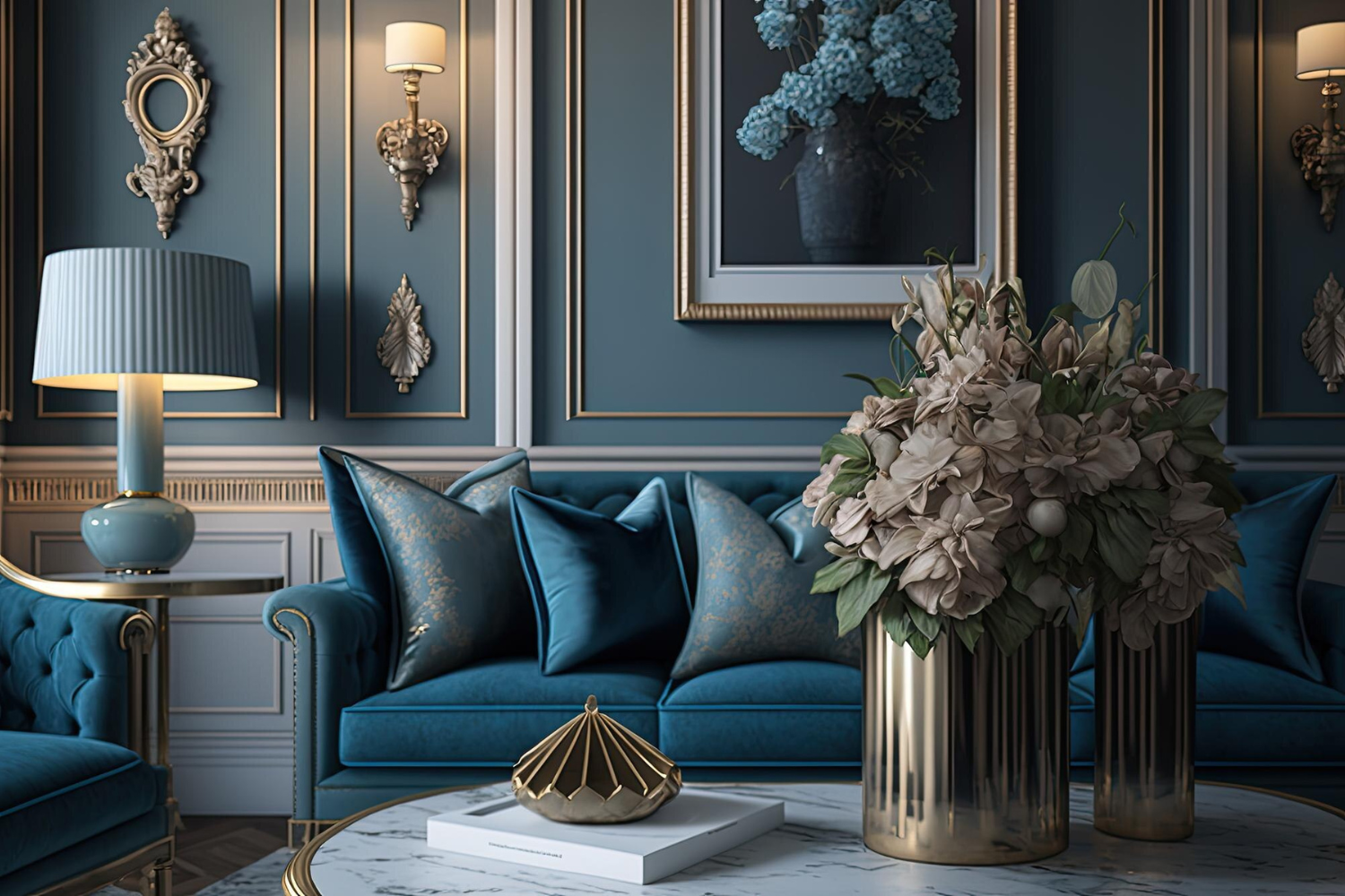 Applique murale bleue