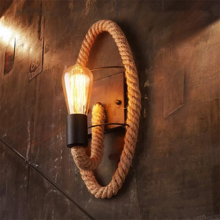 Applique Murale Industrielle Vintage en Corde de Chanvre