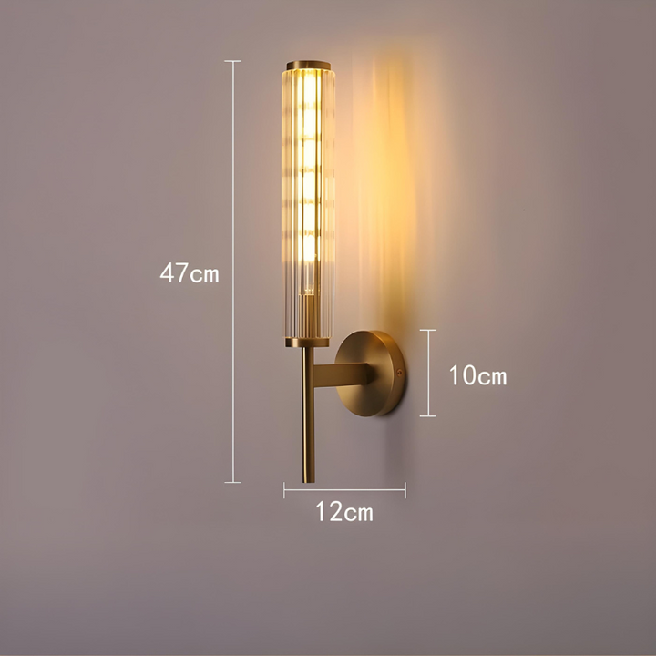 Applique Murale LED Haut de Gamme en Laiton Doré et Verre Strié