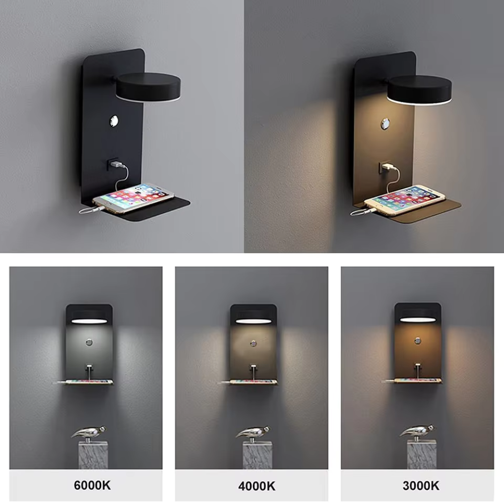 Applique Murale LED Moderne avec Port de Chargement USB