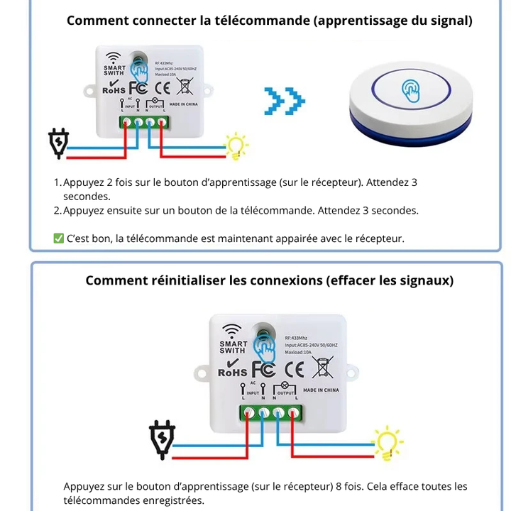 Interrupteur Sans Fil Intelligent | Allumez Vos Appliques en Un Geste