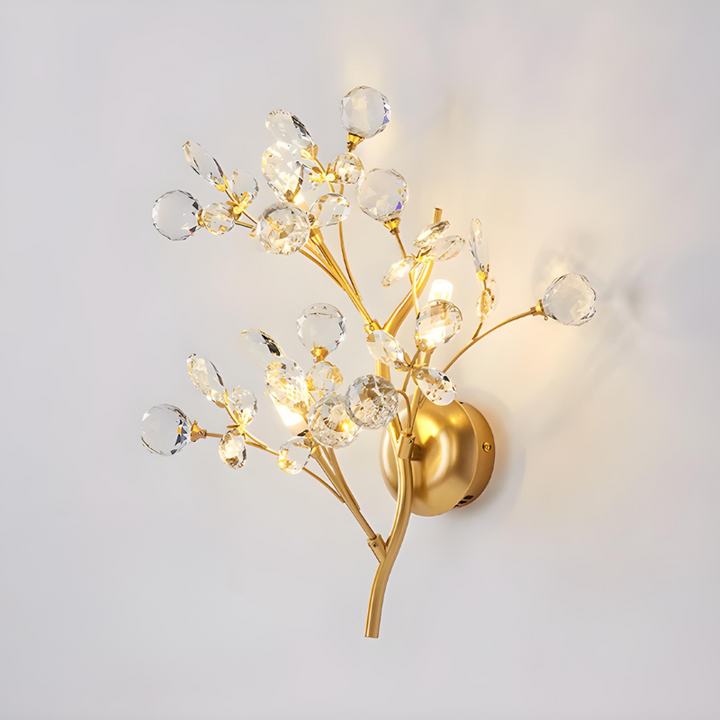 Applique Murale Cristal Design Moderne Haut de Gamme pour Salon | Branche Dorée