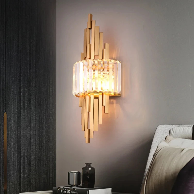 Applique Murale Cristal pour Salon Moderne | Design Doré Haut de Gamme