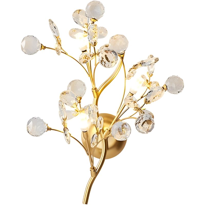 Applique Murale Cristal Design Moderne Haut de Gamme pour Salon | Branche Dorée