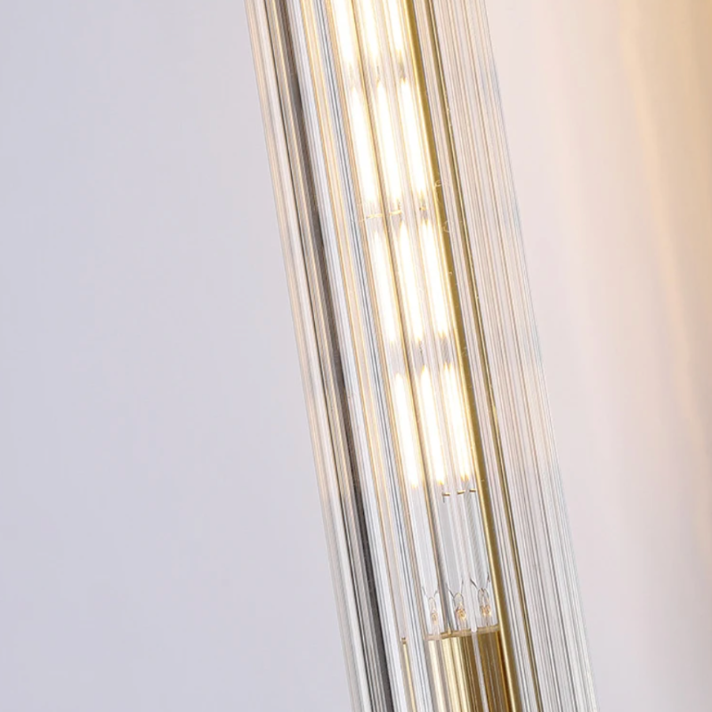 Applique Murale LED Haut de Gamme en Laiton Doré et Verre Strié
