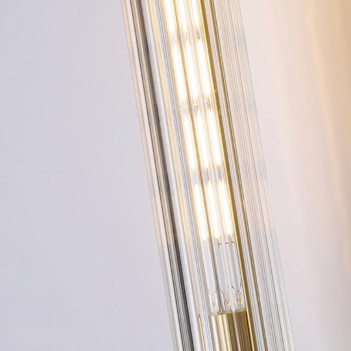 Applique Murale LED Haut de Gamme en Laiton Doré et Verre Strié