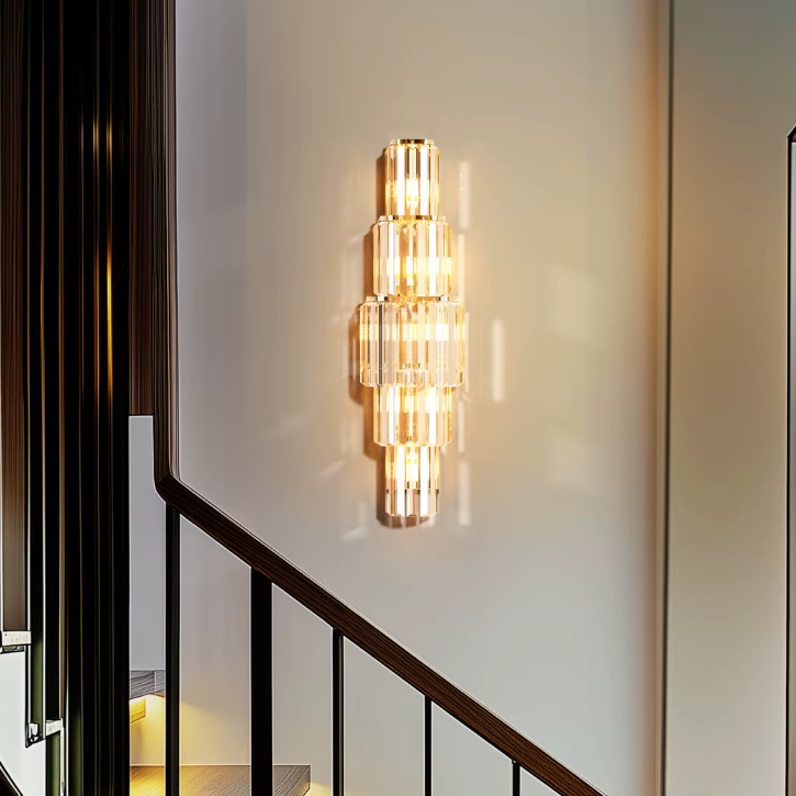 Applique Murale Cristal Nordique | Éclairage Décoratif Ambiance Luxe Doré à 5 Niveaux