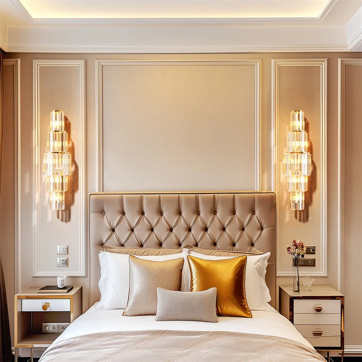 Applique Murale Cristal Nordique | Éclairage Décoratif Ambiance Luxe Doré à 5 Niveaux