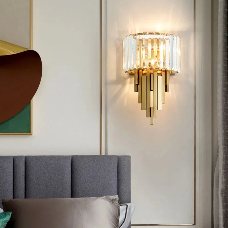 Applique Murale Cristal pour Salon Moderne | Design Doré Haut de Gamme