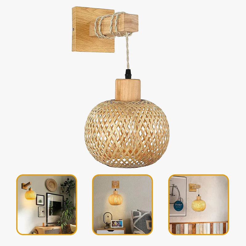 Applique Murale en Bambou et Rotin Naturel