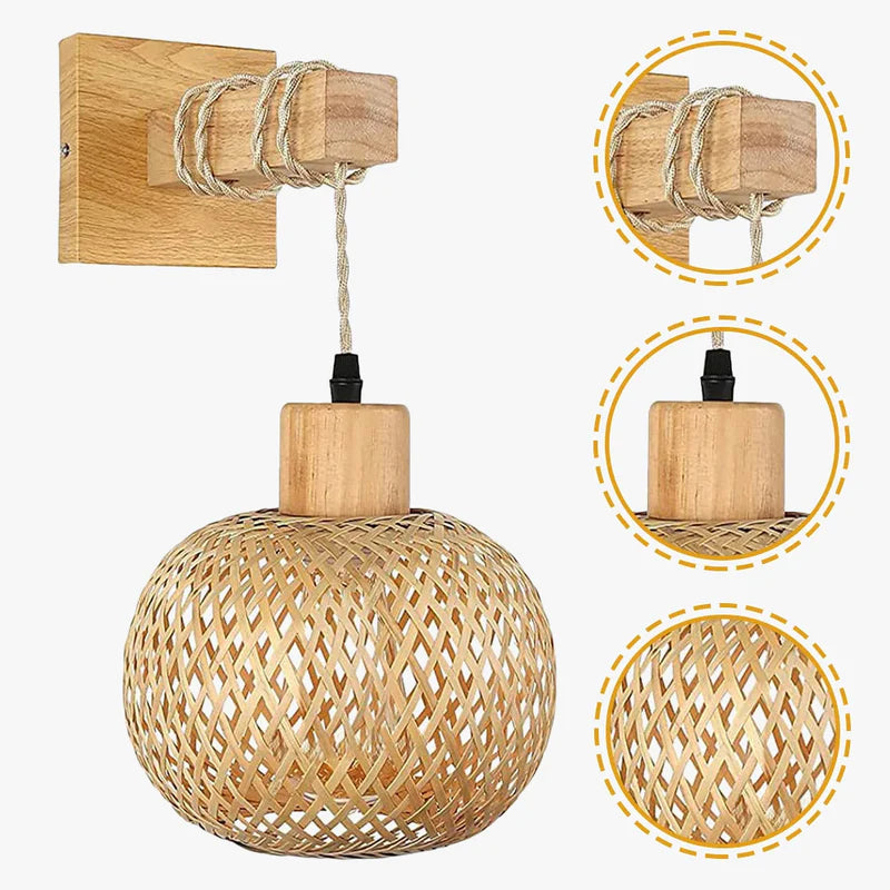 Applique Murale en Bambou et Rotin Naturel